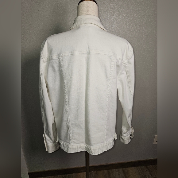 White Edie Bauer White Jean Jacket with Bronze Buttons Stretchy  XL - Picture 9 of 16